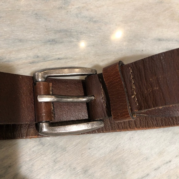 Like new Unbranded rugged organic leather belt silver buckle Mexico 36 - Picture 5 of 7